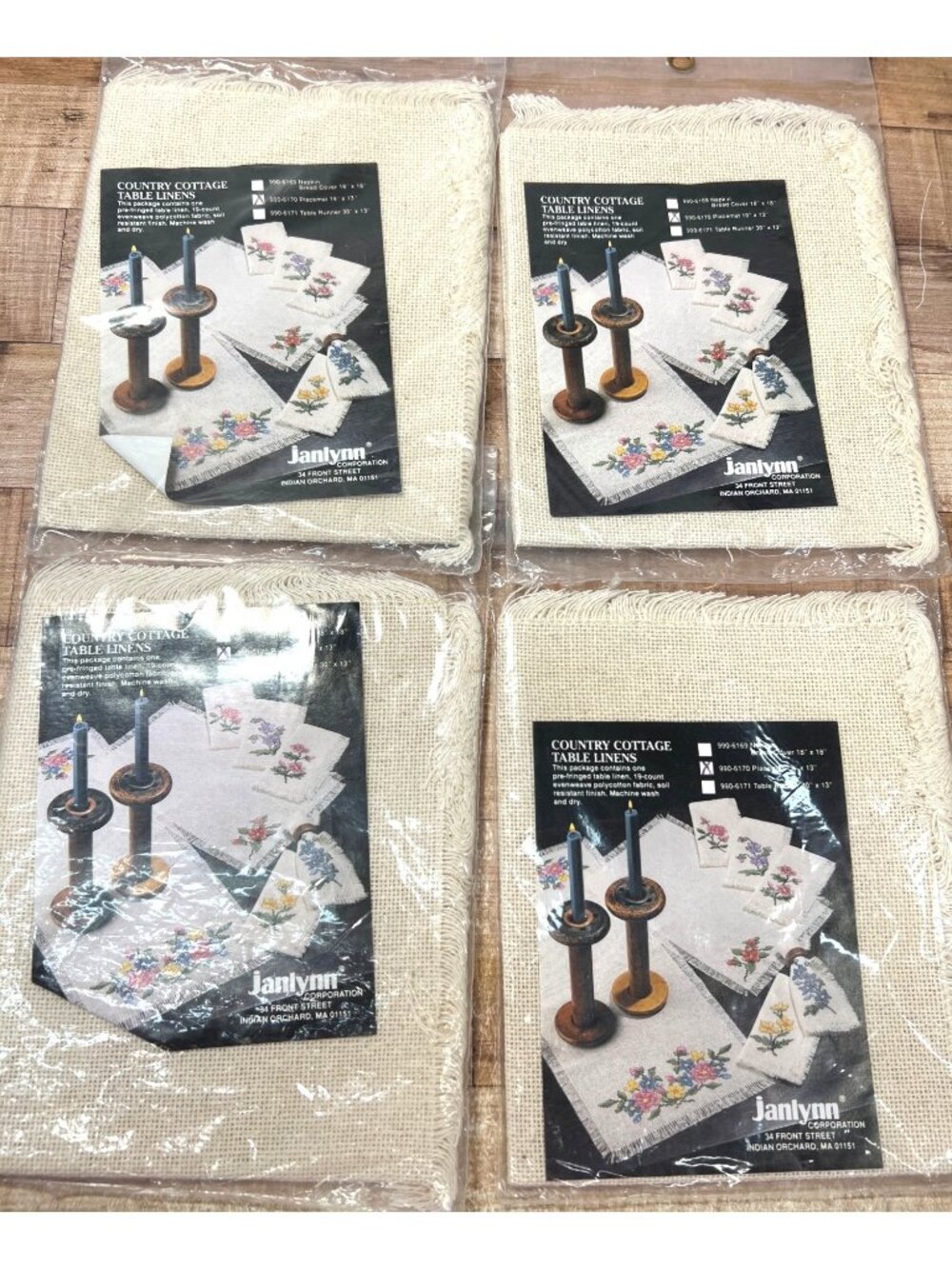 Country Cottage Polycotton 4 Placemat To Cross Stitch 19"x13" Janlynn